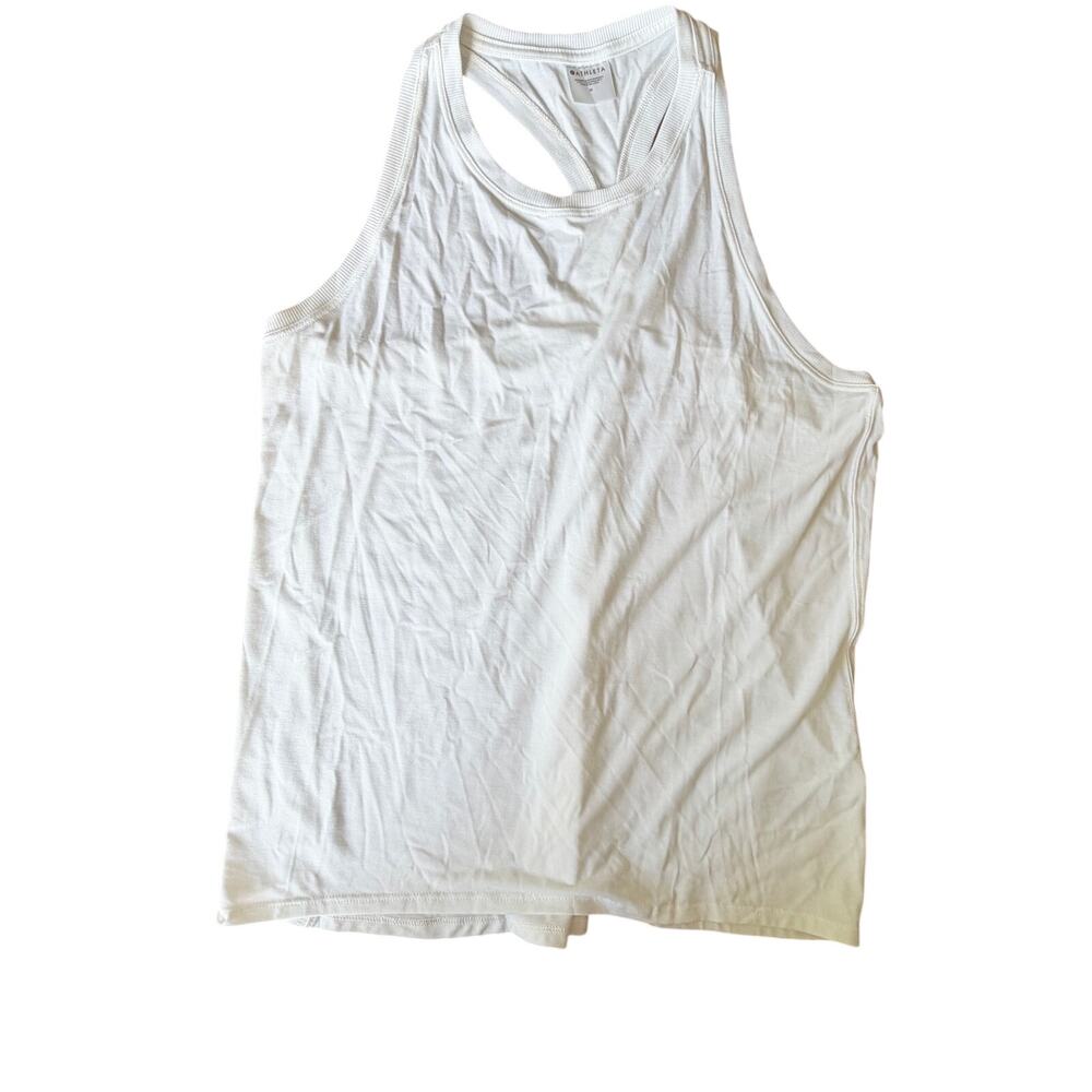 Athleta Womens White Racerback Tank Top Yoga Running Workout Activewear M NWOT